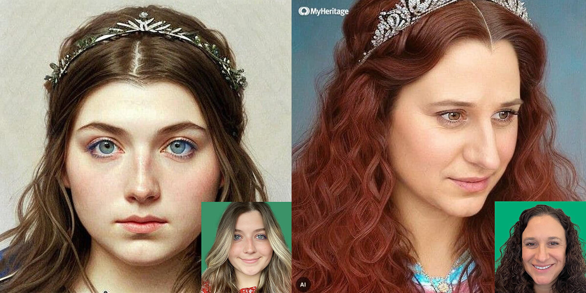 Before and after photos of 2 women who used the AI app.
