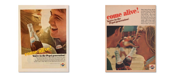 Two Pepsi ads from the 1960s featuring the Pepsi Generation.